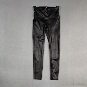 Spanx Pants Womens Large Skinny Ankle Legging Faux Leather Stretch Pull On Nylon